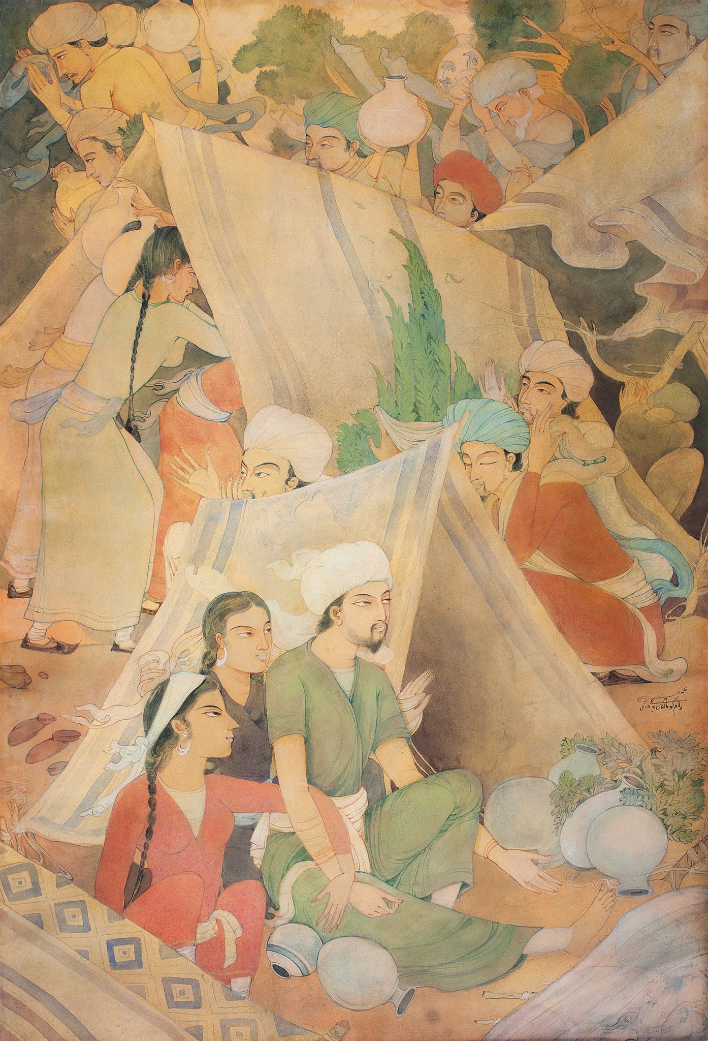 Lot 39 - Ramgopal VijaivargiyaGÇÖs painting, with a pre-sale estimate of INR 15 GÇô 20 lakhs (USD 22,730 GÇô 30,305), sold at INR 32.4 lakhs (USD 49,091)