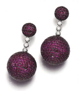 Lot 134 -- Pair of Ruby and Diamond Ear Clips, 'Boule', de Grisogono