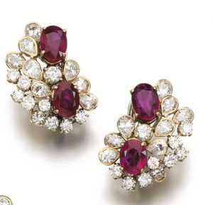 Lot 217 - Ear-Clips of Ruby and Diamond Parure by Faraone