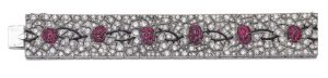 Lot 374- Attractive and Rare Ruby, Onyx and Diamond Bracelet, Lacloche, circa 1925