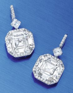Lot 82 - Extraordinary Pair of Platinum and Diamond Earrings