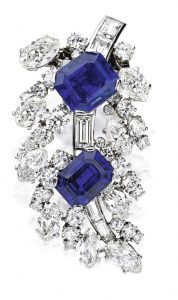 Lot 105 - Platinum, Sapphire and Diamond Brooch, Cartier, Paris