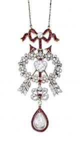 Lot 65 -Platinum, Gold, Diamond and Ruby Pendant-Necklace, Cartier