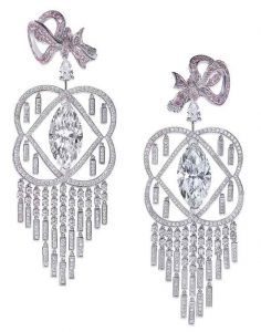 LOT 227 - LA VIE BOHÈME - A PAIR OF DIAMOND AND COLOURED DIAMOND CHANDELIER EARRINGS, BY BOEHMER ET BASSENGE