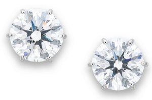 LOT 2070 - AN IMPORTANT PAIR OF DIAMOND EAR STUDS