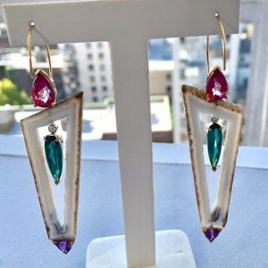 EDITORS CHOICE AWARD - MARK LOREN DESIGNS INC. 14K YELLOW AND WHITE GOLD EARRINGS