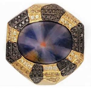 MEN'S WEAR 1ST PLACE - RICARDO EICHBERG INC. 18K YELLOW GOLD WITH BLACK RHODIUM ESTRELLA RING