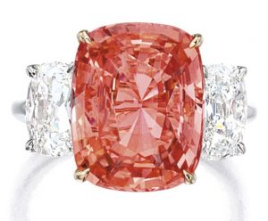 LOT 1683 - ANOTHER VIEW OF THE PADPARADSCHA SAPPHIRE AND DIAMOND RING