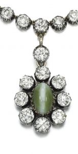 LOT 3 - PENDANT OF DIAMOND AND CAT'S EYE CHRYSOBERYL NECKLACE ENLARGED