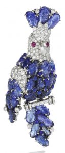 LOT 295 - SAPPHIRE, RUBY AND DIAMOND BROOCH, CARTIER, 1960S