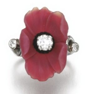 CHALCEDONY AND DIAMOND RING