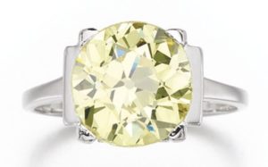LOT 216 – FANCY INTENSE YELLOW DIAMOND RING