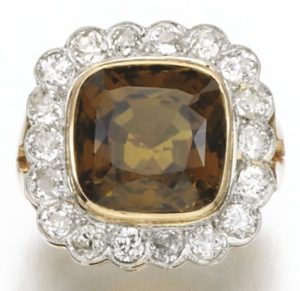 LOT 244 – CHRYSOBERYL AND DIAMOND RING